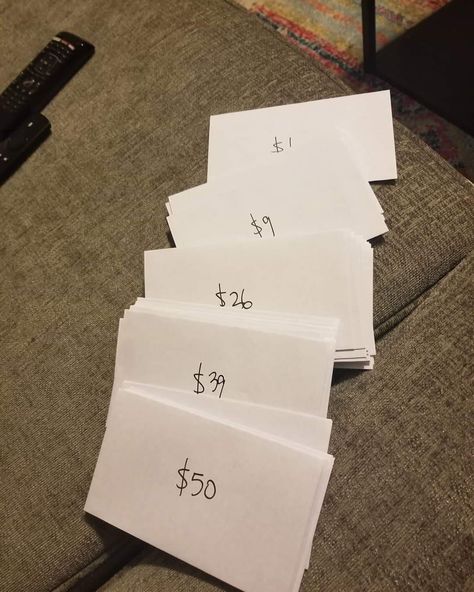 This should be fun!  50 envelopes (numbered $1-$50). Every week you choose 2 envelopes to put that dollar amount in. In 6 months you will have $1,275. If you do 100 envelopes it will yield $5,050 in 12 months. Should be enough for a nice trip at least twice a year. Or pay off some old debt to restore your credit. #CHALLENGE Saving Money Weekly, Cash Envelope Budget System, Money Envelope System, Envelope Budget System, Saving Money Chart, Cash Organizer, Money Chart, Nice Trip, Money Saving Methods