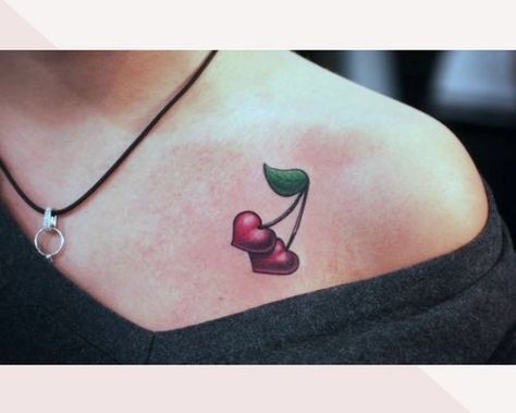 50+ Charming Breast Tattoo Designs For Women - 2023 Heart Cherries, Tattoo Cherry, Cherry Tattoo, Cherry Tattoos, Bull Tattoos, Sweet Tattoos, Tatuaje A Color, Stylist Tattoos, 1 Tattoo