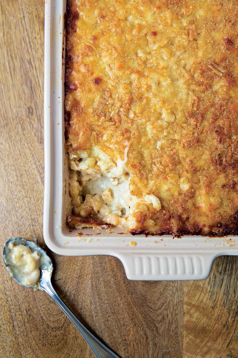 The foundation of this creamy casserole is a classic mornay sauce, a béchamel sauce to which cheese has been added—in this case, Comté, a French cheese with a complex, nutty flavor that melts beautifully. The dish comes from Thomas Keller’s Bouchon Bistro, in the Napa Valley, where the staff makes it as part of their annual Thanksgiving dinner for veterans and their families. Thomas Keller Recipes, Vegetarian Holiday Recipes, Mornay Sauce, Bouchon Bakery, Best Macaroni And Cheese, Creamy Macaroni And Cheese, Thomas Keller, Macaroni N Cheese Recipe, Baked Pasta Recipes