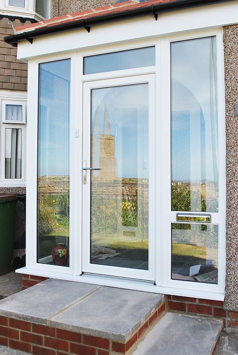 Upvc Porches, Full Glass Door, Porch Renovation, Front Porch Ideas Uk, Porch Ideas Uk, Upvc Front Door, Composite Doors, Sun Rooms, Muddy Boots