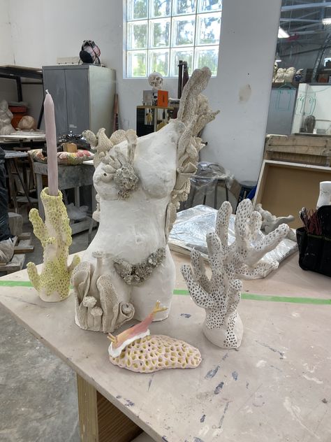 Ap Art Sculpture, Ap Ceramics Projects, Sea Creature Sculpture, Ap Ceramics Portfolio, Sea Life Sculpture, Coral Clay Sculpture, Ap Ceramics, Clay Coral, Nature Sculpture