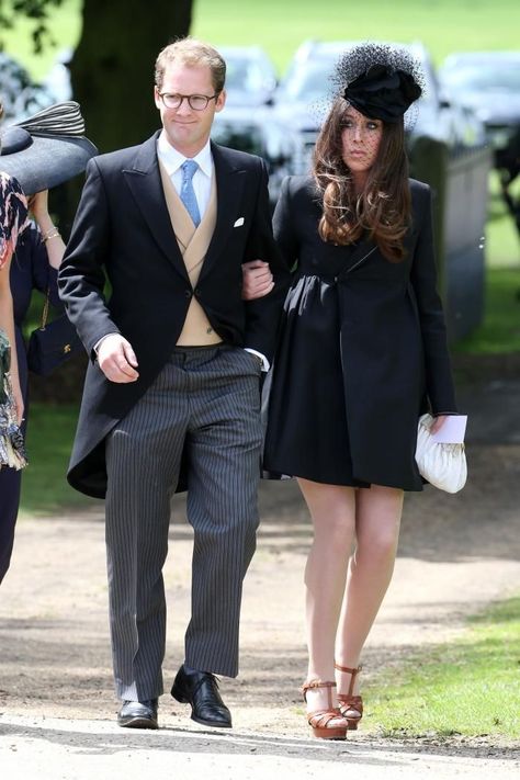 George Percy with his date 2017 George Percy, Pippas Wedding, Pippa And James, Black Dress Coat, James Matthews, Black Fascinator, House Of Windsor, Fashion Moments, Pippa Middleton