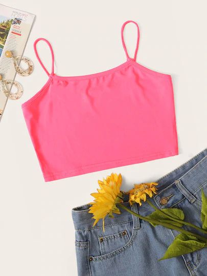 Crop Cami Top, Bright Fabrics, Tank Top Outfits, Casual Summer Tops, Cropped Cami, Cami Crop Top, Tshirt Outfits, T Shirt Diy, Shirts Blouses