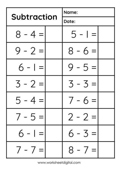 43 Challenging Single Digit Subtraction Worksheets - Help your kindergartener practice their subtraction skills with these fun and engaging worksheets. #kindergarten #math Single Digit Subtraction, Subtraction Facts Worksheet, Math Worksheets For Kids, Counting Worksheets For Kindergarten, Basic Subtraction, Maths Worksheet, Kinder Worksheets, Subtraction Kindergarten, Math Book