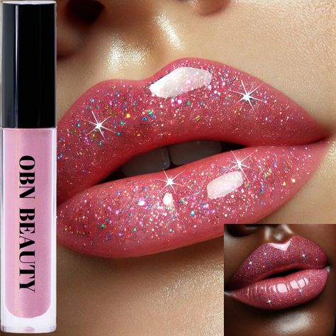 Flare Pink Glitter Lip Gloss Lip Gloss Product, Glitter Lipgloss, Glitter Lip, Glitter Lip Gloss, Lip Gloss Colors, Pink Lip Gloss, Bottom Lip, Fancy Makeup, Effortless Hairstyles