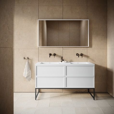 Double Vanity Units - LUSSO Modern Bathroom Aesthetic, Lusso Stone, Luxury Hotel Bathroom, White Double Vanity, Concrete Bath, Color Concrete, Double Vanity Unit, Wet Room Shower, Freestanding Vanity Unit