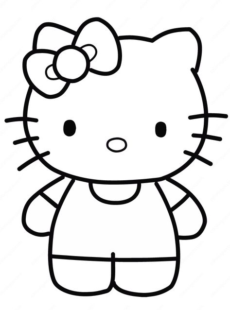 Hello Kitty Body Base, Hello Kitty Reference, Hello Kitty Tattoo Stencil, Hello Kitty Line Art, Hello Kitty Stencil, Drawing Ideas Hello Kitty, Hello Kitty Template, Hello Kitty Colouring, Hello Kitty Draw