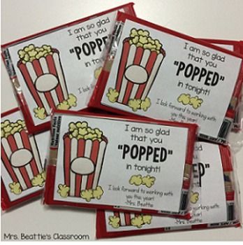 Open House Popcorn Gift Freebie Popcorn Labels, Welcome New Neighbors, New Neighbor Gifts, Popcorn Theme, Classroom Volunteer, School Open House, Popcorn Gift, Hollywood Theme, Back To School Night