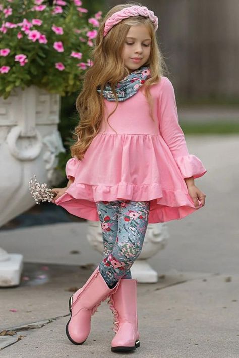 Leggings with Long Tunic Sweet Personality, Fall Back To School, Squirrel Print, Girls Dress Outfits, Tunic Leggings, School Birthday, Ruffled Tunic, Pink Tunic, Fall Back