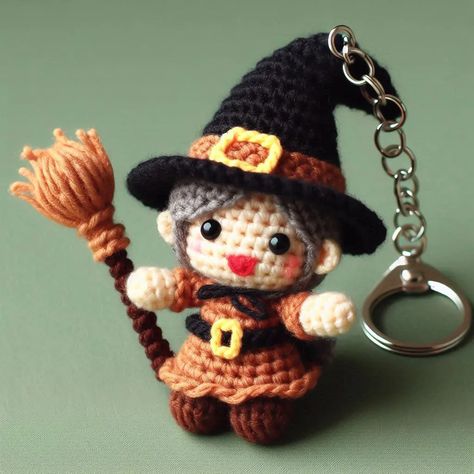 Witch Amigurumi Keychain Witch Amigurumi, Amigurumi Keychain, Cute Witch, Easy Crochet Patterns, Easy Crochet, Halloween Gifts, Crochet Pattern, Witch, Amigurumi