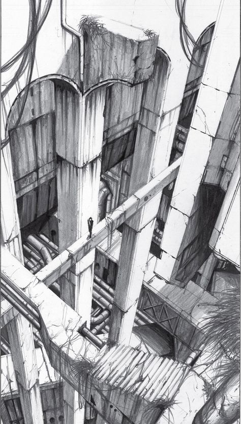 Blame Manga, Tsutomu Nihei, Bioshock Art, Cyberpunk Anime, Brutalist Architecture, Cool Wallpapers Art, Chapter 3, Fantasy Landscape, Manga Drawing