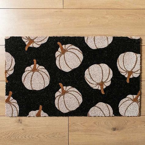 New! Black Pumpkin Patterned Coir Doormat | Kirkland's Home Halloween Mats, Furniture Unique, Black Pumpkin, Fall Outdoor Decor, Checkered Print, Coir Doormat, Fall Outdoor, Pumpkin Pattern, Outdoor Mat