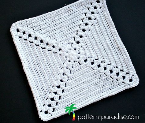 Crochet Pattern Garden Trellis Afghan Square for Rosary Hill CAL by Pattern-Paradise.com Granny Square Häkelanleitung, Motifs Granny Square, Crochet Squares Afghan, All Free Crochet, Crochet Blocks, Crochet Afghans, Crochet Square Patterns, Blanket Patterns, Square Crochet