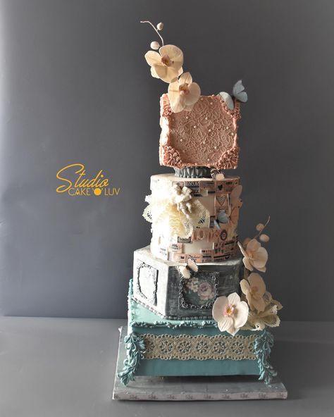 Vintage Shabby Chic Cake This 30 kgs four tier cake is a result of my recent workshop “Aesthetic Cakes Masterclass. Student:… | Instagram 3 Teir Wedding Cake, Workshop Aesthetic, Shabby Chic Cake, Shabby Chic Cakes, Chic Cake, Couture Cakes, Tier Cake, Elegant Cakes, Tiered Cakes