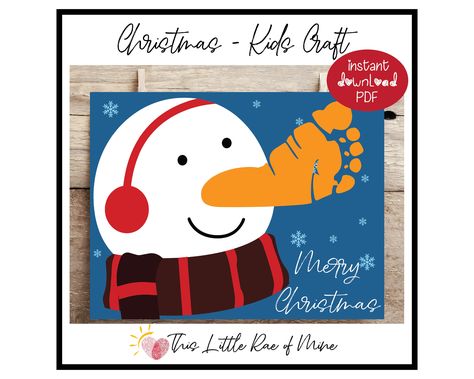 Christmas Footprint, Printable Diy Crafts, Merry Christmas Snowman, December Winter, Document Frame, Footprint Crafts, Farm Activities, December Holidays, Computer Paper