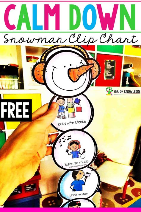 Snowman Crafts Preschool, Calm Down Kit, Snowman Kit, Emotions Activities, Social Emotional Activities, Feelings Chart, Clip Chart, Social Emotional Learning Activities, Social Skills Activities