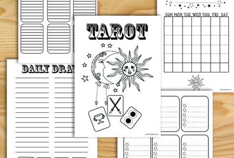 Free Printable Tarot Journal Pages Wicca Printables Free, Astrology Printables Free, Tarot Card Printable Free, Tarot Printable Free, Free Tarot Journal Printable, Tarot Journal Ideas Free Printable, Diy Tarot Journal Ideas, Tarot Coloring Pages Free Printable, Tarot Journal Pages