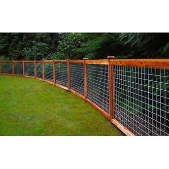 2-in x 96-in x 48-in Cedar and Wire Metal Steel Cedar Garden Fence Panel in the Garden Fencing department at Lowes.com Cheap Sturdy Fencing, Backyard Fencing Ideas Cheap, Budget Fencing Ideas, Cheapest Fence Ideas, Wood And Wire Fence Ideas, Hillside Backyard, Diy Fence Ideas Cheap, Yard Fencing, Backyard Fencing