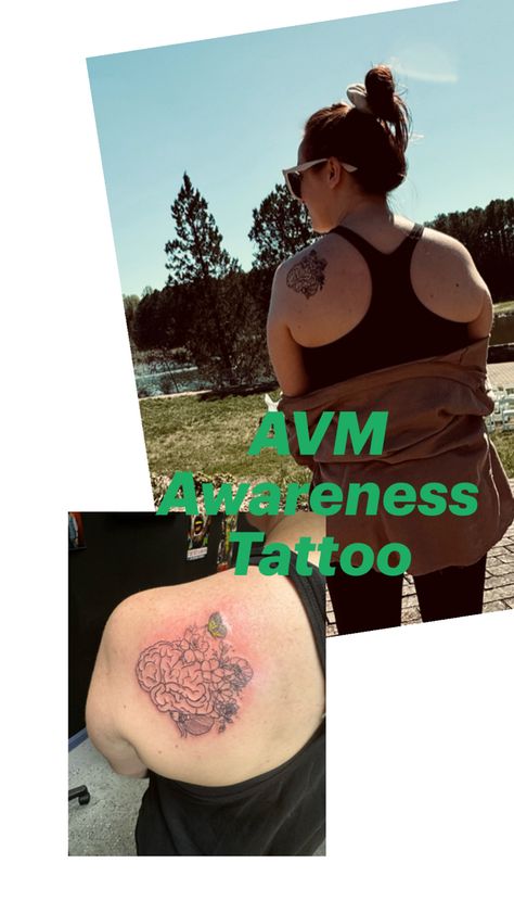 Brain, AVM, awareness, green, butterfly Avm Awareness, Survivor Tattoo, Awareness Tattoo, Flowers Love, Green Butterfly, Birth Flower, Tattoo Inspo, The Butterfly, Birth Flowers