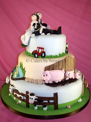 farm wedding cake Farm Wedding Cake, Farming Wedding, Farm Theme Cake, Farm Themed Cake, 75 Birthday Cake, Farm Cakes, Cow Cake, Cow Cakes, Special Event Cakes