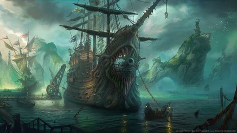 Pirate Ship Art, Dual Monitor Wallpaper, Kaptan Jack Sparrow, Creature Fantasy, Pirate Art, Pirate Life, Fantasy Concept Art, Pirate Ship, 판타지 아트