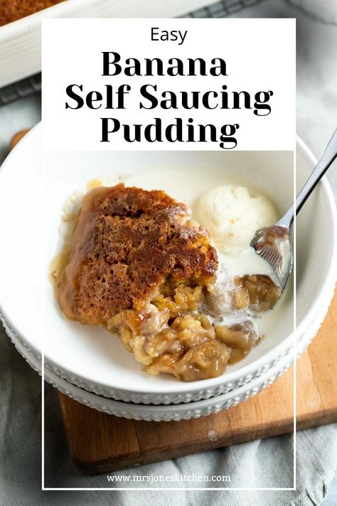 Banana Toffee Pudding, Banana Sauce, Banana Toffee, Over Ripe Bananas, Easy Pudding Recipes, Self Saucing Pudding, Toffee Sauce, Skillet Pan, Toffee Pudding