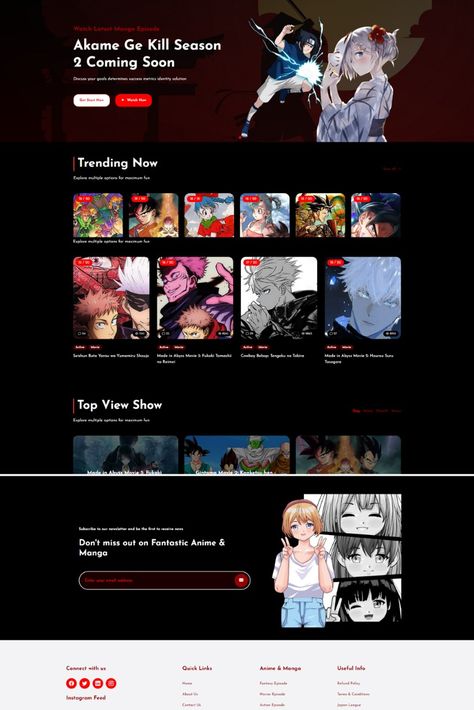 Anime&Manga-Hub - Anime and Manga Online HTML5 Website Template Online Manga Website, Manga Website Design, Anime Website Design, Manga Websites, Anime Website, Cartoon Website, Wireframe Website, Anime Sites, Anime Websites