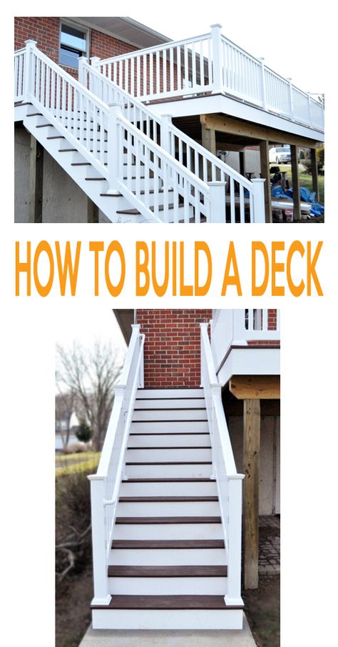 Second Story Deck Ideas, Build A Deck, Second Story Deck, Laying Decking, Deck Stairs, Building A Fence, Relaxing Places, Deck Plans, Decks Backyard