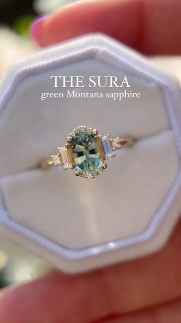 The Sura Engagement Ring, Mint Sapphire Ring, Montana Sapphire Engagement Ring Gold, Engagement Rings Montana Sapphire, Mint Engagement Ring, Engagement Ring Green Sapphire, Gold Non Traditional Engagement Ring, Engagement Rings Green Sapphire, Mint Green Sapphire Engagement Ring