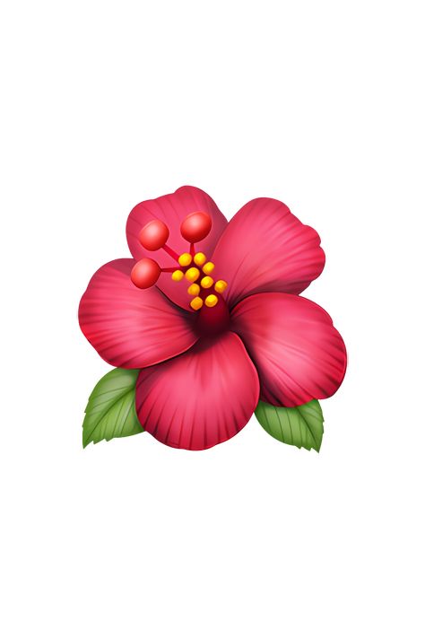 The 🌺 Hibiscus emoji appears as a bright pink or red flower with five petals and a yellow center. The petals are slightly curved and overlap each other, giving the appearance of depth and texture. The flower is surrounded by green leaves, which are visible at the bottom of the emoji. Overall, the 🌺 Hibiscus emoji is a vibrant and eye-catching representation of this tropical flower. Emoji Flower, Phone Emoji, Emoji Copy, Apple Emojis, Imessage Sticker, Emoji Stickers Iphone, Ios Emoji, Icon Emoji, Emoji Wallpaper Iphone