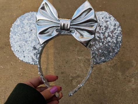 Sliver sequins Minnie Mickey mouse ears Frozen Arendelle, Arendelle Frozen, Disney Minnie Mouse Ears, Minnie Ears Headband, Disney Princess Cinderella, Blue Headband, Mickey Mouse Minnie Mouse, Mickey Mouse Ears, Ears Headband