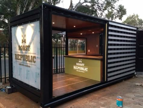 Shipping Container Restaurant, Shipping Container Cafe, Container Coffee Shop, Container Home Designs, Modern Coffee Shop, Container Restaurant, Container Cafe, Container Conversions, Container Bar