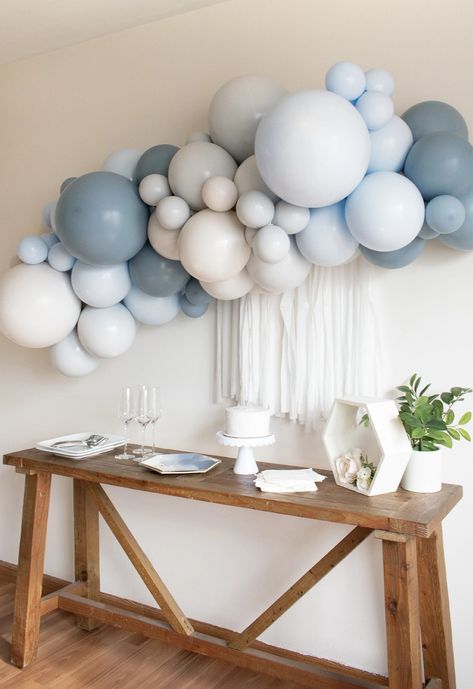 Cerulean Balloon Garland Kit With Shades of Blue for Birthday Boy Baby Shower Bachelor Party Engagement Party Wedding and More - Etsy Muted Blue Balloon Garland, Dusty Blue Birthday Party Decorations, Simple Baby Shower Centerpieces For Boys, Dusty Blue Balloon Arch, Baby Boy Shower Balloon Arch, Blue And White Balloon Decorations, Blue Toile Baby Shower Decor, Dusty Blue Baby Shower Decor, Blue Jean Baby Shower Theme