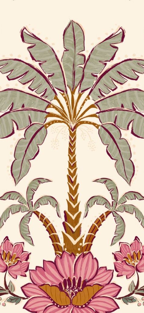 Mughal Print Pattern, Tropical Bird Drawing, Graphic Floral Print, Botanical Pattern Illustration, Palm Tree Print Pattern, Farm Wallpaper, Tropical Prints Pattern, Big Wall Art, Palm Tree Leaves