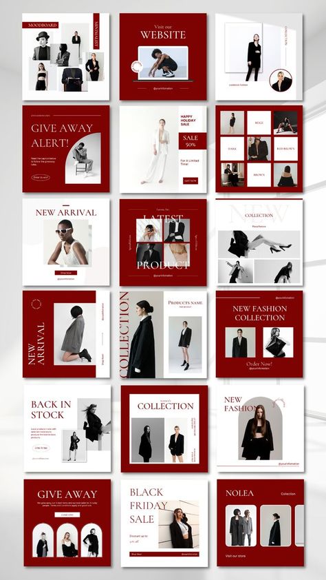 Templates are designed for holiday seasons to fit a wide range of small businesses. Are you the owner of a cosmetics brand or clothing brand or skincare brand or selling handmades or whatever, just a few simple edit steps you can create ENGAGING POSTS with our templates. Instagram Grid Design, Instagram Design Layout, Instagram Branding Design, Christmas Instagram, Holiday Templates, Instagram Template Design, Instagram Grid, 카드 디자인, Instagram Branding