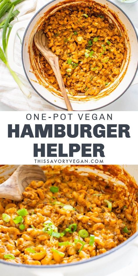 Elbow Pasta Recipes, Vegan Hamburger Helper, Wfpb Meals, Vegan Hamburger, Veg Meals, Hamburger Helper Recipes, Hamburger Casseroles Recipes, Vegan Entrees, Vegan Casserole