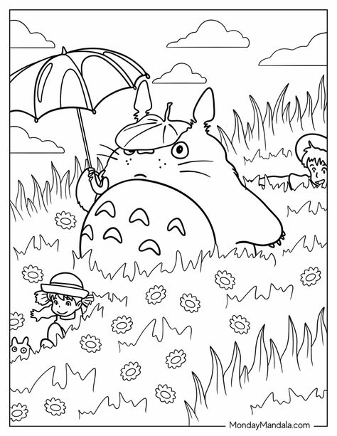 Coloring Page Studio Ghibli, My Neighbor Totoro Coloring Pages, Cute Drawing To Color, Aesthetic Color Pages, Free Printable Drawings To Paint, Cute Coloring Pages Aesthetic Anime, Coloring Books Pages, Drawing To Color In, Printable Coloring Sheets Aesthetic