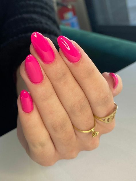 Bright Pink Almond Nails, Barbiecore Nails, Dreamy Nail, Pink Tip Nails, Nail Aesthetic, Nails Trends, Pink Nail Polish, Nails 2023, Pink Nail