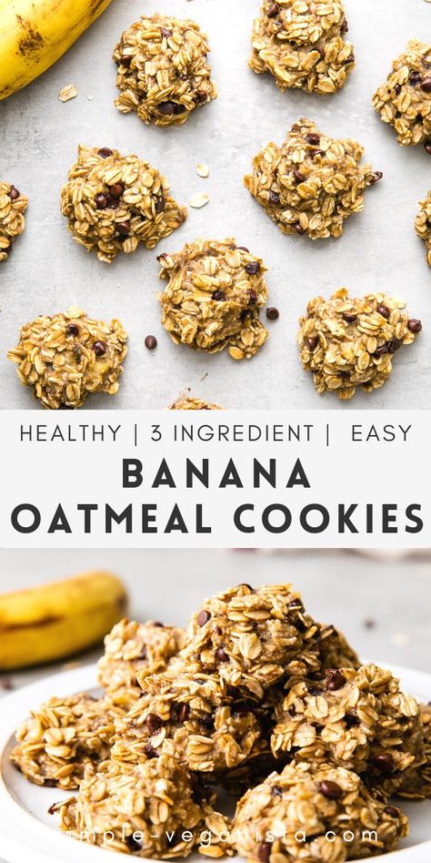 Banana Cookies Healthy, Banana Oat Cookies, Breakfast Oatmeal Recipes, Banana Oatmeal Cookies, Banana Cookies, Healthy Food Facts, Healthy Oatmeal, Banana Oatmeal, Banana Healthy