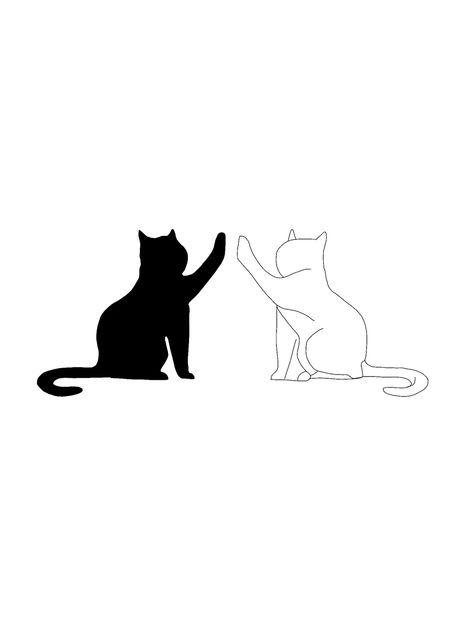 Cat Silhouette Tattoos, Thorn Tattoo, Rare Tattoos, Cute Matching Tattoos, Couple Matching Tattoo, White And Black Cat, Black Cat Tattoos, Single Line Tattoo, Cat Tattoo Designs