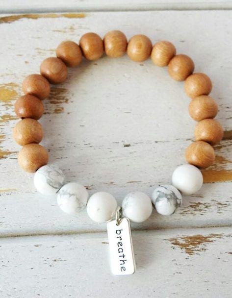 Bead Bracelet Ideas, Wooden Bead Bracelet, Sandalwood Bracelet, Beads Bracelet Design, White Howlite, Diffuser Bracelets, Mala Bracelet, Yoga Jewelry, Bracelet Ideas