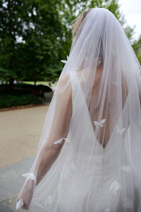 Butterfly veil.
We are all glad that our design helps to bring back memories from someone who they always want them to be there for their wedding day. A note from our bride Magdalene “I lost my 3 years ago and together, we shared a big love of butterflies. I have been searching for a veil like this so that I could feel her with me on the big day”.  A veil's being made with our love. Wedding Veil Placement, Butterfly Veil, Veil Sparkle, Veil Placement, Butterfly Wedding Dress, Sparkle Veil, Butterfly Wedding Theme, Fingertip Wedding Veils, Sheer Veil