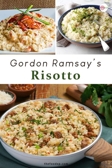 This Gordon Ramsay Risotto tastes super delicious and decadent. A perfect combination of creamy Arborio Rice and fresh seafood. There is nothing creamier than this risotto. #gordonramsayrisotto #gordonramsayrisottorecipe #gordonramsayrecipes #gordonramsaylobbsterrisotto #risottorecipes #risottorecipesparmesan Risotto Recipes Gordon Ramsay, Chef Ramsey Risotto Recipes, Ramsey Recipes Gordon, Gordon Ramsay Dinner Recipes, Gordon Ramsay Risotto Recipes, Gordon Ramsay Lobster Risotto, Gordon Ramsay Risotto, Gordon Ramsay Side Dishes, Master Chef Recipes Gordon Ramsay