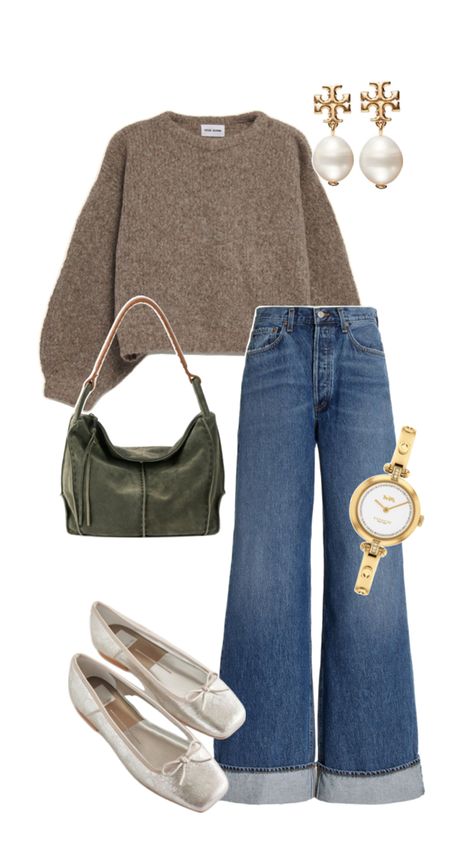 Ballet Flats Outfit Casual, Ballet Flats Outfit, Look Jean, Flats Outfit, Lookbook Outfits, Outfit Casual, Looks Vintage, Outfit Idea, Fall Winter Outfits