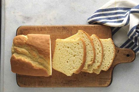 Gluten-Free Sandwich Bread Recipe | King Arthur Flour: High-rising, tender, soft white sandwich bread - and it's gluten-free. Gluten Free Sandwich Bread Recipe, Gluten Free Bread Machine, Gluten Free Sandwich Bread, King Arthur Gluten Free, Sandwich Bread Recipe, Gluten Free Sandwiches, Pain Sans Gluten, Sandwich Bread Recipes, Gf Bread