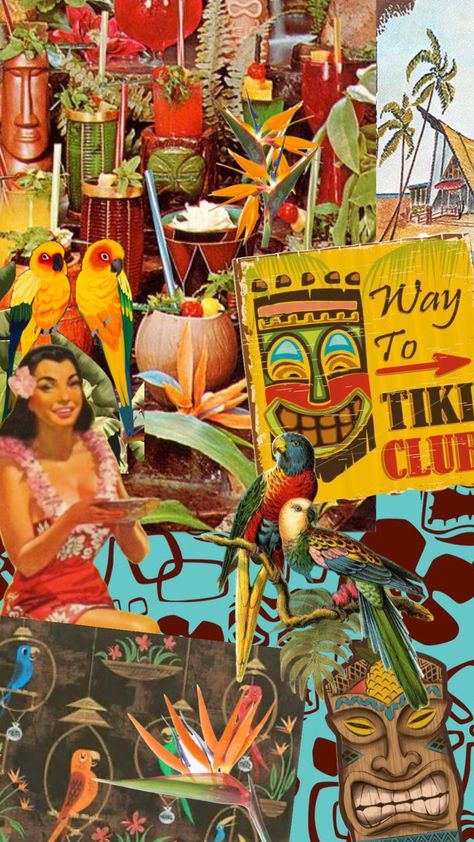 Tiki room #tikiroom #magickingdom #adventureland #vintage Vintage Tiki Party, Vintage Luau Party, Vintage Tiki Aesthetic, Vintage Tropical Aesthetic, Spongebob Nostalgia, Tiki Aesthetic, Aloha Aesthetic, Midcentury Modern Color Palette, Manifesting Aesthetic