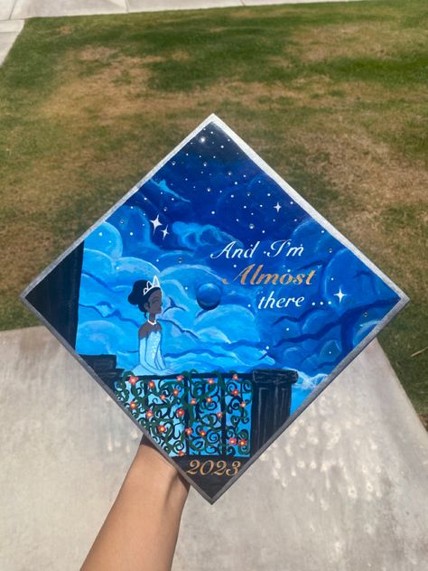 Grad Cap Princess And The Frog, Princess Tiana Graduation Cap Designs, Princess And The Frog Cap Decoration, Princess Tiana Grad Cap, Tiana Grad Cap, Tiana Graduation Cap, Princess Tiana Graduation Cap, Princess And The Frog Graduation Cap, Disney Grad Caps