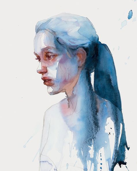 agnes cecile | Loose watercolor portrait starting from abstract colors and shapes Next watercolor workshop: 1/2/3 March 2024, spots still available! At... | Instagram Agnes Cecile Watercolor, Watercolor Self Portrait, Emotional Watercolor, Simple Watercolour Painting, Agnes Cecile Art, Water Portraits, People Watercolor, Watercolour Sketches, Blue Paintings