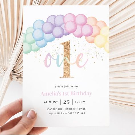 $2.09 | Pastel Rainbow Balloon Arch 1st Birthday Party - balloon invitation, rainbow invitation, pastel invitation, pastel rainbow invitation, girls rainbow party, girls rainbow invitation, rainbow birthday invitation, girls 1st birthday invitation, girls rainbow 1st birthday, girls pastel 1st birthday Balloon Arch 1st Birthday, Pastel Rainbow Balloon Arch, Pastel Rainbow Invitation, Pastel Invitation, Rainbow Balloon Arch, Rainbow Themed Birthday Party, Rainbow First Birthday, Balloon Invitation, Rainbow Birthday Invitations