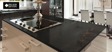 Black Pearl Granite Countertops, Pearl Granite Countertops, Installing Under Cabinet Lighting, Black Pearl Granite, Types Of Granite, Natural Stone Countertops, Custom Countertops, Dark Floors, Under Cabinet Lighting